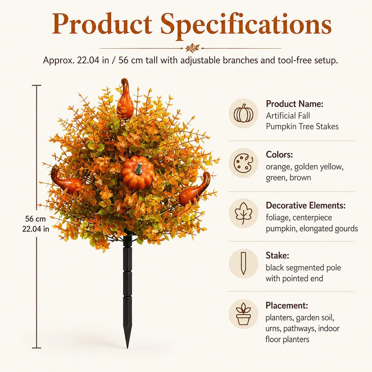 š„ Artificial Fall Pumpkin Tree Stakes