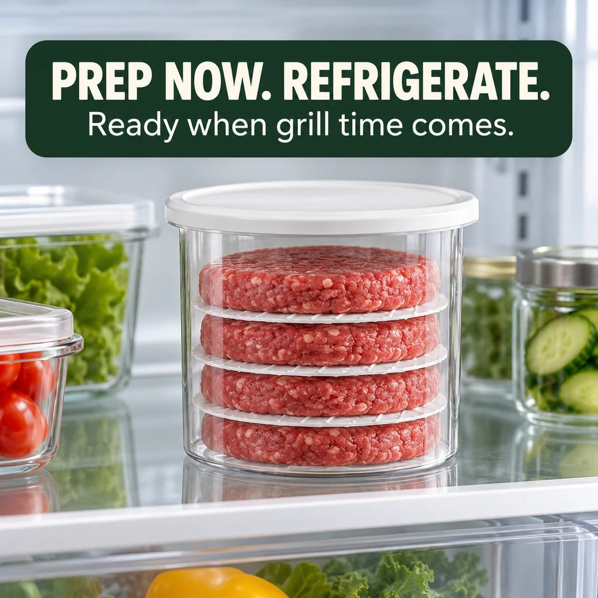 🔥2026 HOT SALE🔥 Food-grade material✅🍔Burger Patty Press & Storage Set | Prep, Stack & Chill