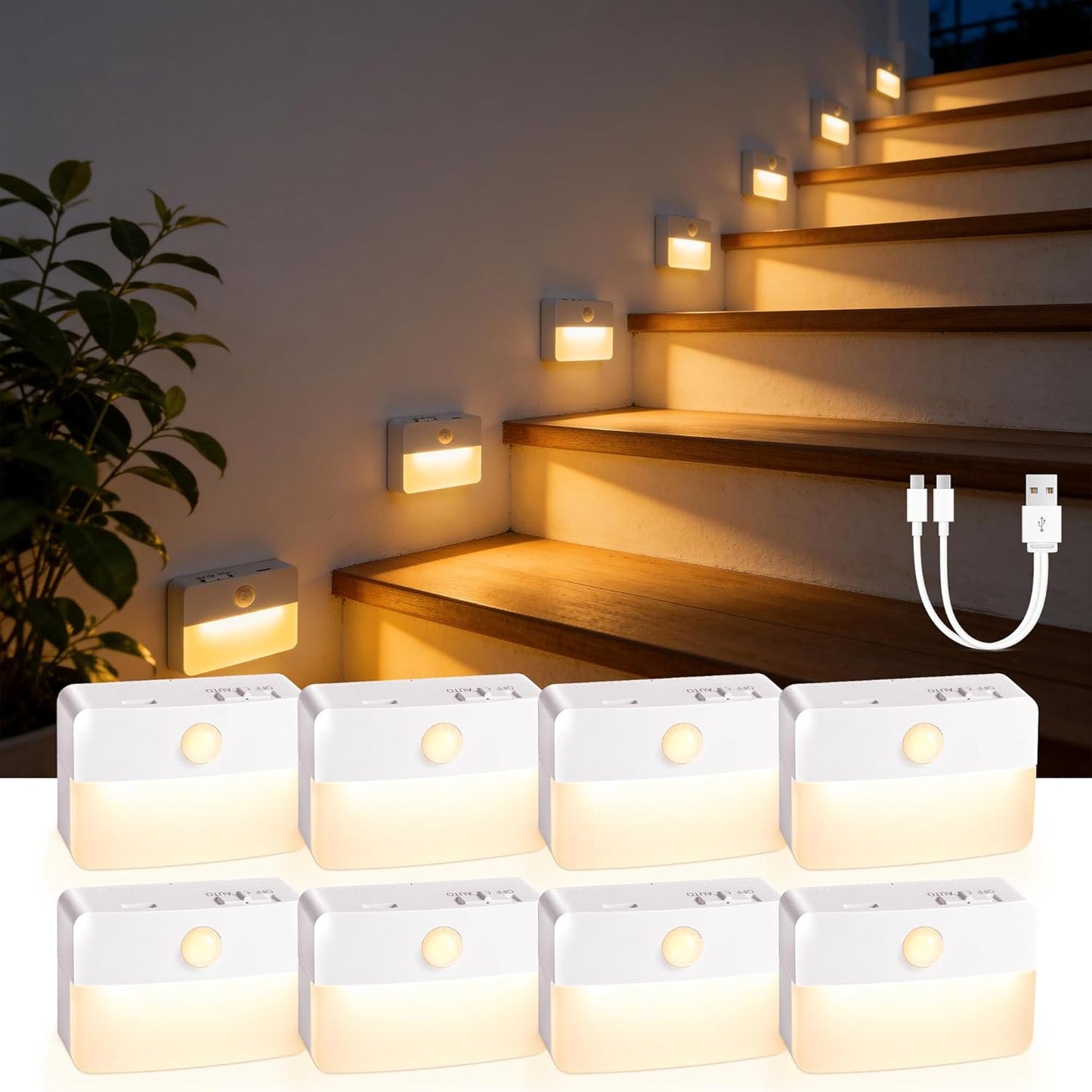 Stick-On Motion Night Light — Battery Powered, Works Anywhere