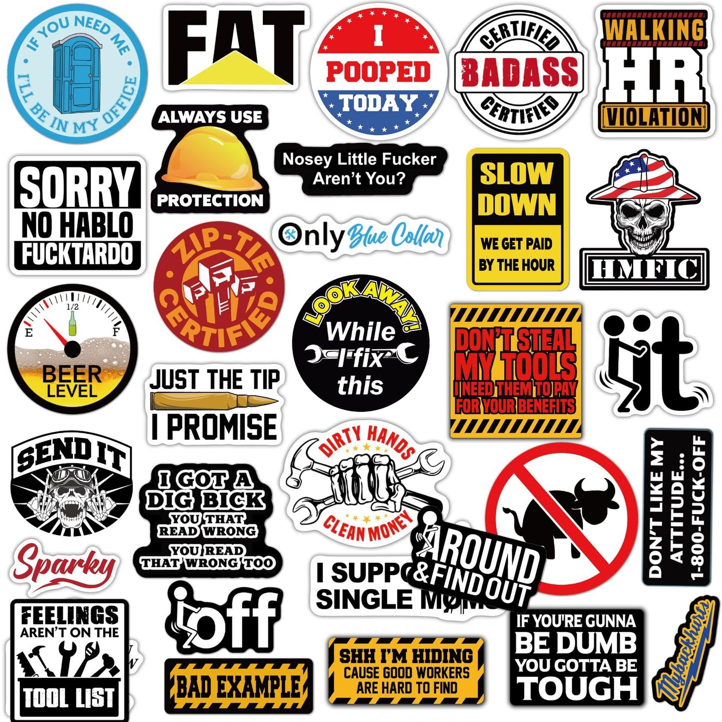 🔥2026 Summer Sale - 150Pcs Blue Collar Funny Stickers 👷♂️