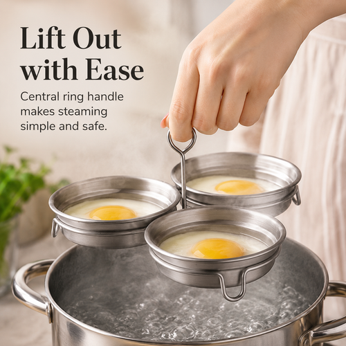 🎉 2026 Sale — Over 14,000 Sold! 🍳 3-in-1 Stainless Steel Egg Poacher – Poach, Steam, Bake – 304 Steel, Non-Stick Release, One Pan, Endless Breakfasts ✨
