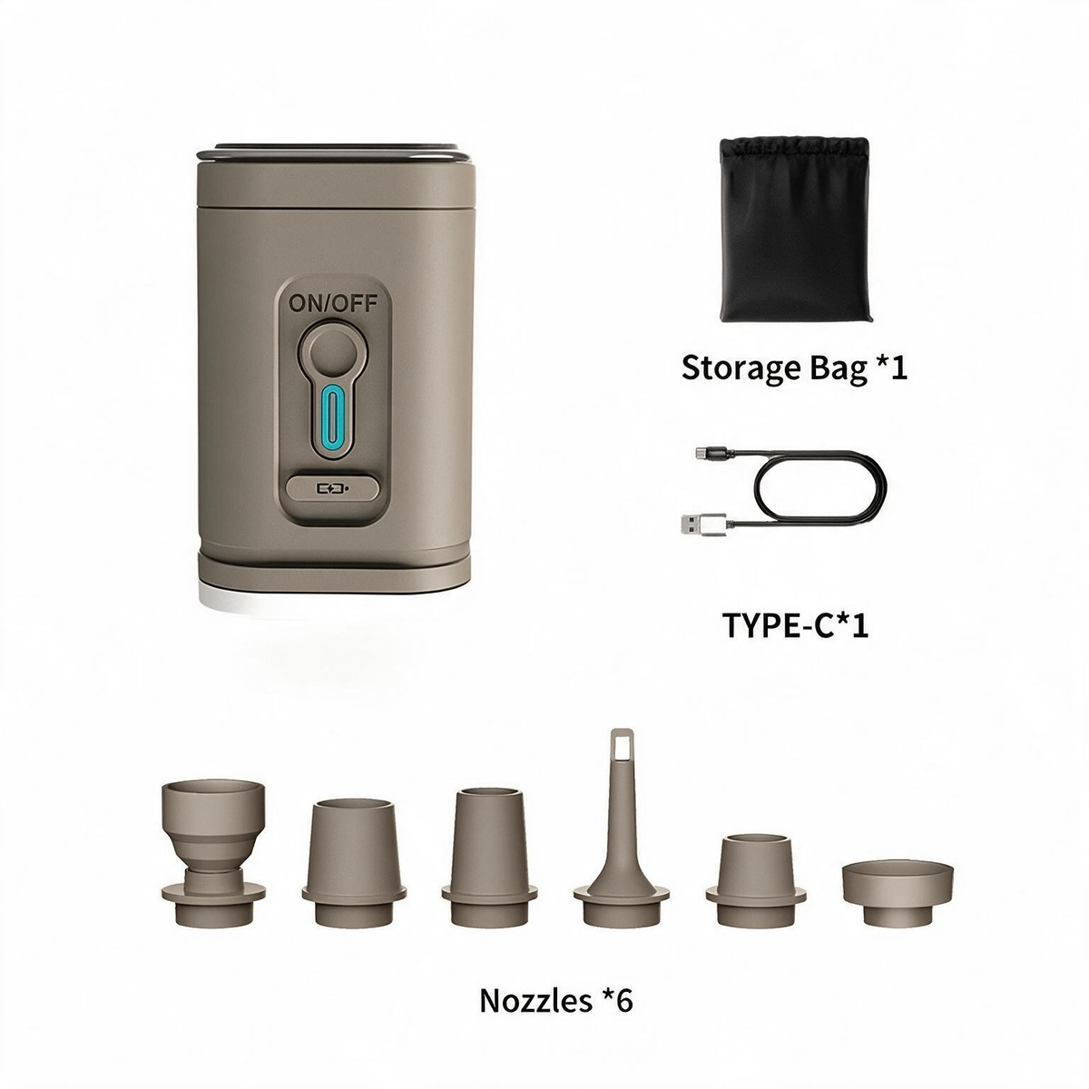 🏕️ Rechargeable Camping Air Pump – LED Light, Fast Inflation, Compact – Cash on Delivery 🔋