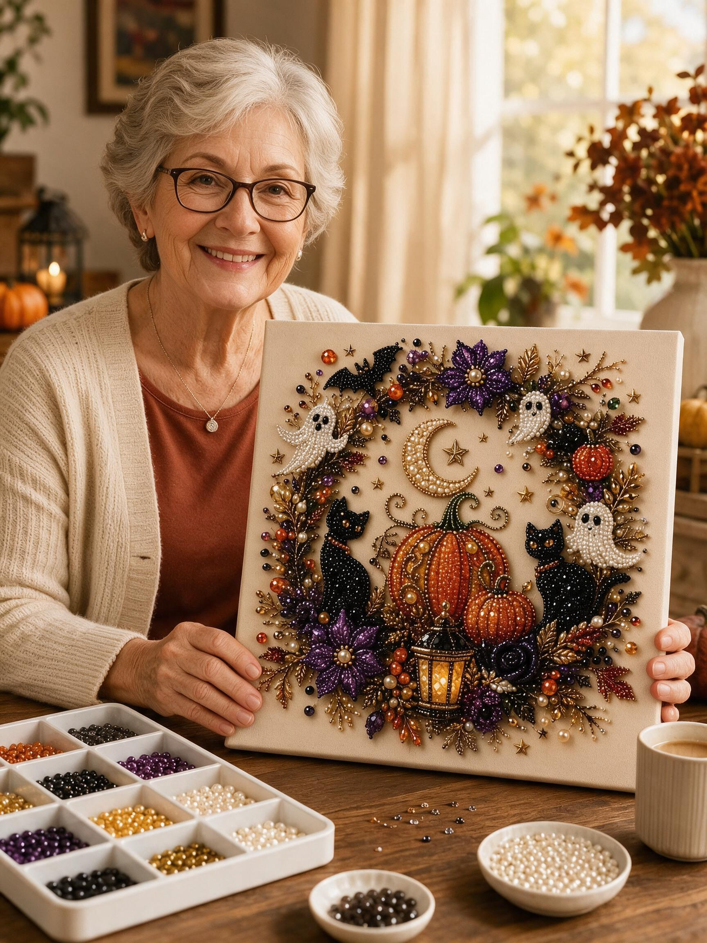 🔥Last Day 49% OFF - 👻✨Halloween Ghost Pearl Art DIY Kit