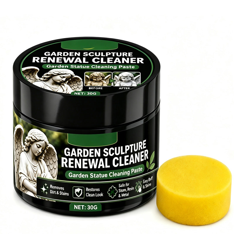🌿Garden Statue Renewal Cleaner Paste, Sculpture Restoration Cleaning Kit with Sponge, Remove Moss, Dirt & Stains for Stone, Resin & Metal Outdoor Ornaments