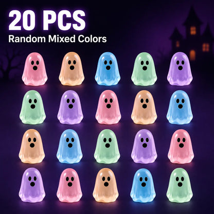 Glow In Dark Cute Ghost Resin Bead Set, Random Pattern Luminous Decorative Charms, Perfect Halloween Party Ornaments, Micro Landscape Filler & DIY Craft Material, 20/50 Packs Household Interior Decor Accessories