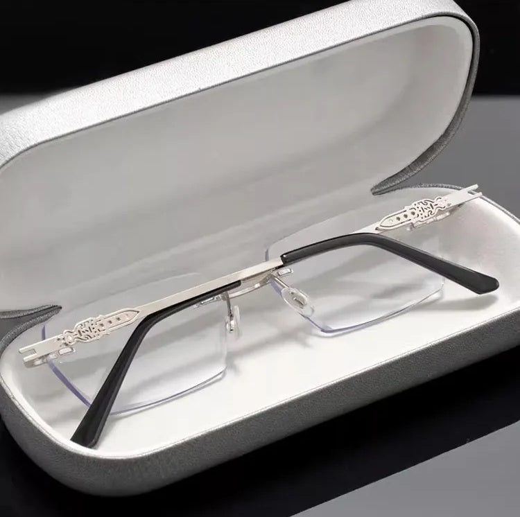 🔥Hot Sale🔥Metal Frameless Highgrade Reading Glasses👓️Blocks Blue Light, Radiation, and ultraviolet rays, Relieves Eye Fatigue