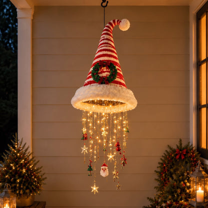 🎅 Merry hats Lighted Santa Hat Hanging Chandelier 🎄 | 5 Styles Warm White LED String Lights