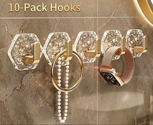Self-Adhesive Hooks 10/20 Pack Hexagonal Ripple Design Heavy Duty Sticky Hooks
