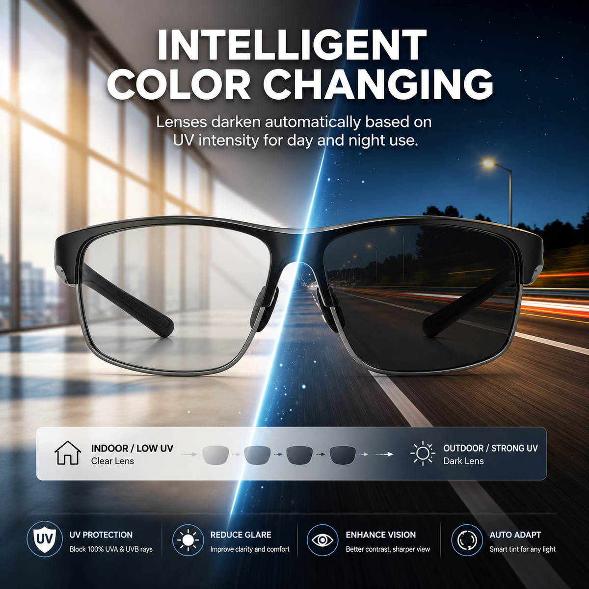 🔥2026 Hot Sale✨New-Photochromic Sunglasses with Anti-glare Polarized Lens