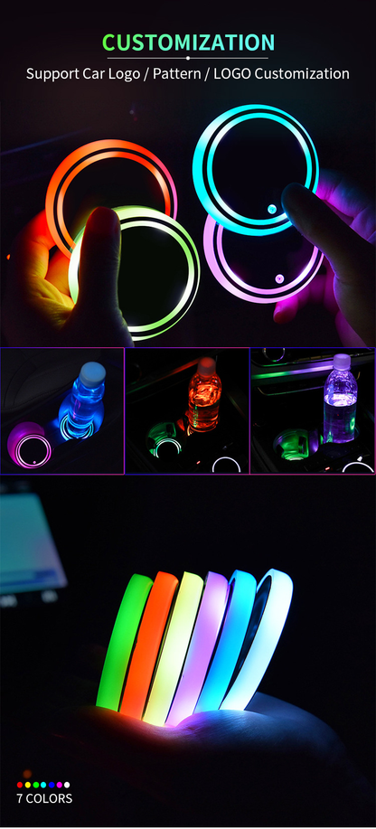 LED illuminated car coasters (customizable with car logos)