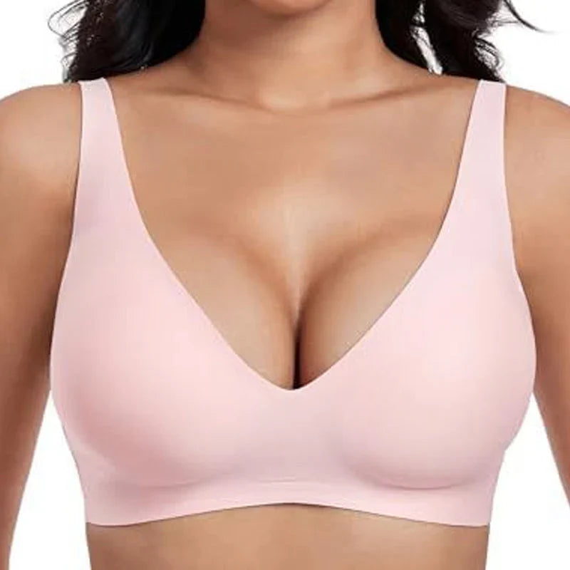 💗LAST DAY SALE 50% OFF⚡50K+ SOLD!!💕 Jelly Wireless Womens Comfortable Wireless Bras Push Up Bralettes Seamless Tshirts Bras Deep V Everyday Bras