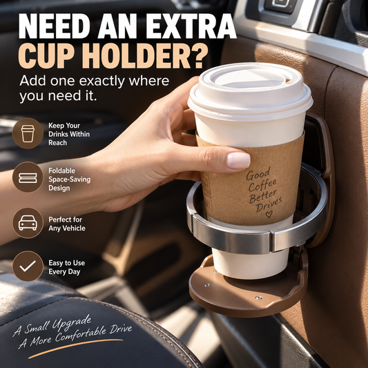 🔥Buy 1 Get 1 Free🔥🚗🥛Universal Foldable Car Cup Holder – Space-Saving Drink & Phone Holder
