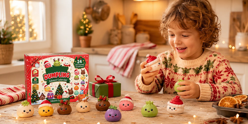 🎄Christmas Dumpling Squishy Advent Calendar – 24 Surprise Toys
