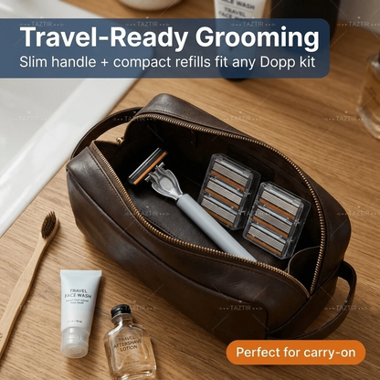 Men's manual razor with 72 replacement heads – heavy-duty stainless steel razor with 6 blades.