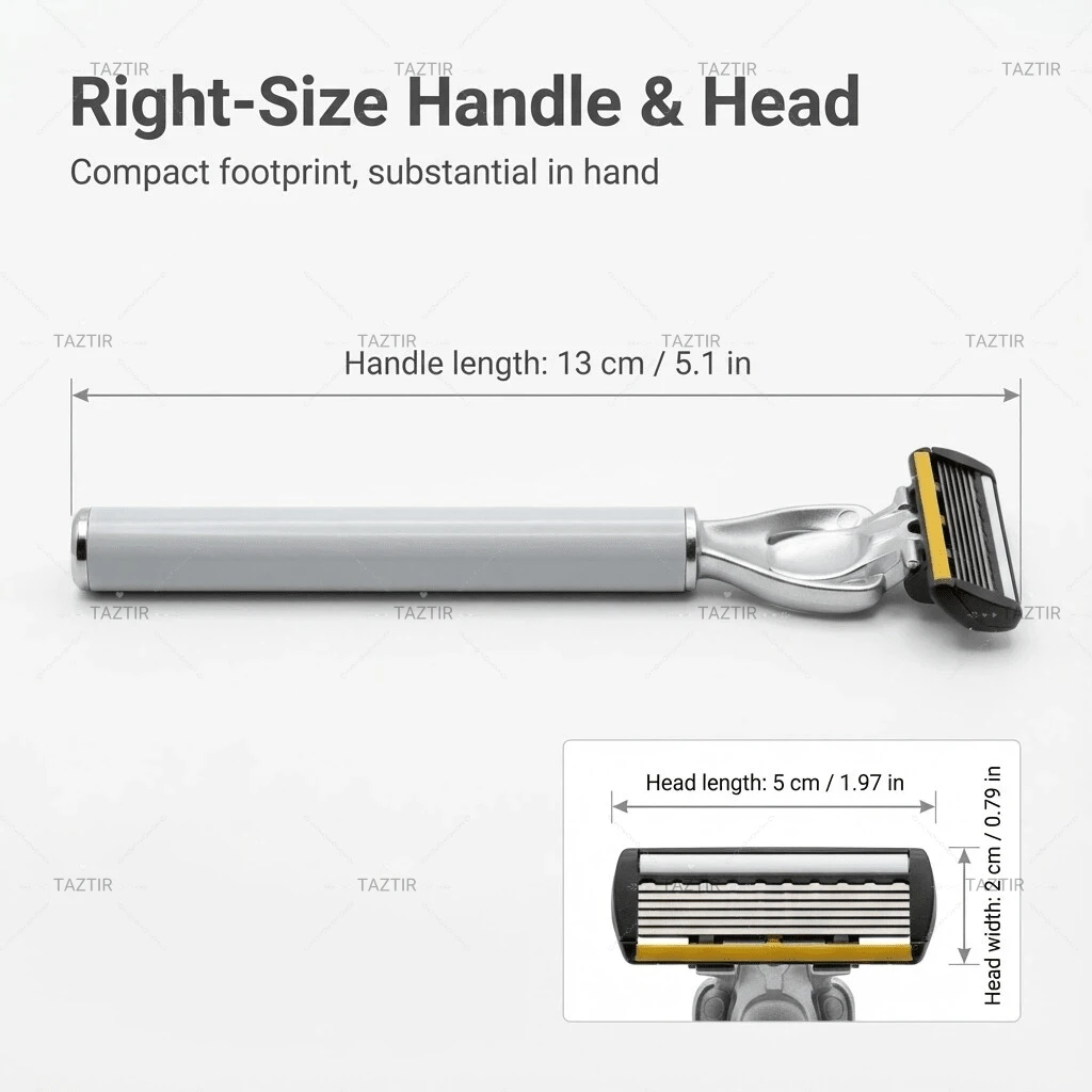 Men's manual razor with 72 replacement heads – heavy-duty stainless steel razor with 6 blades.