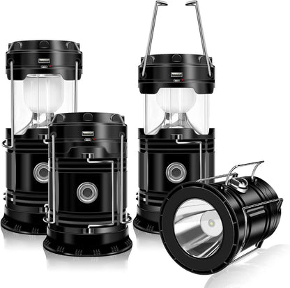 Solar Camping Lantern | Rechargeable LED Collapsible Emergency Light, Magnetic Base & Foldable Hanging Hook ✅ Buy 1 Get 1 Free