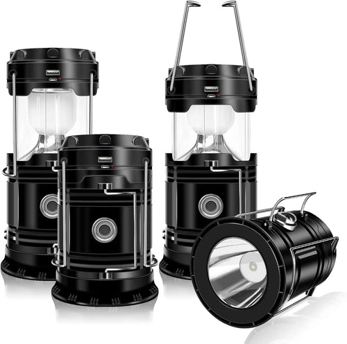 Solar Camping Lantern | Rechargeable LED Collapsible Emergency Light, Magnetic Base & Foldable Hanging Hook ✅ Buy 1 Get 1 Free