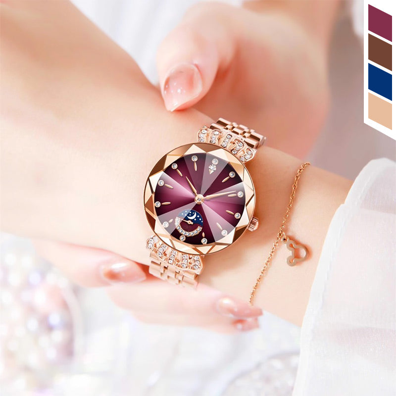 🎀Christmas gifts🎀Fashionable Diamond Moon Star Watch for Women