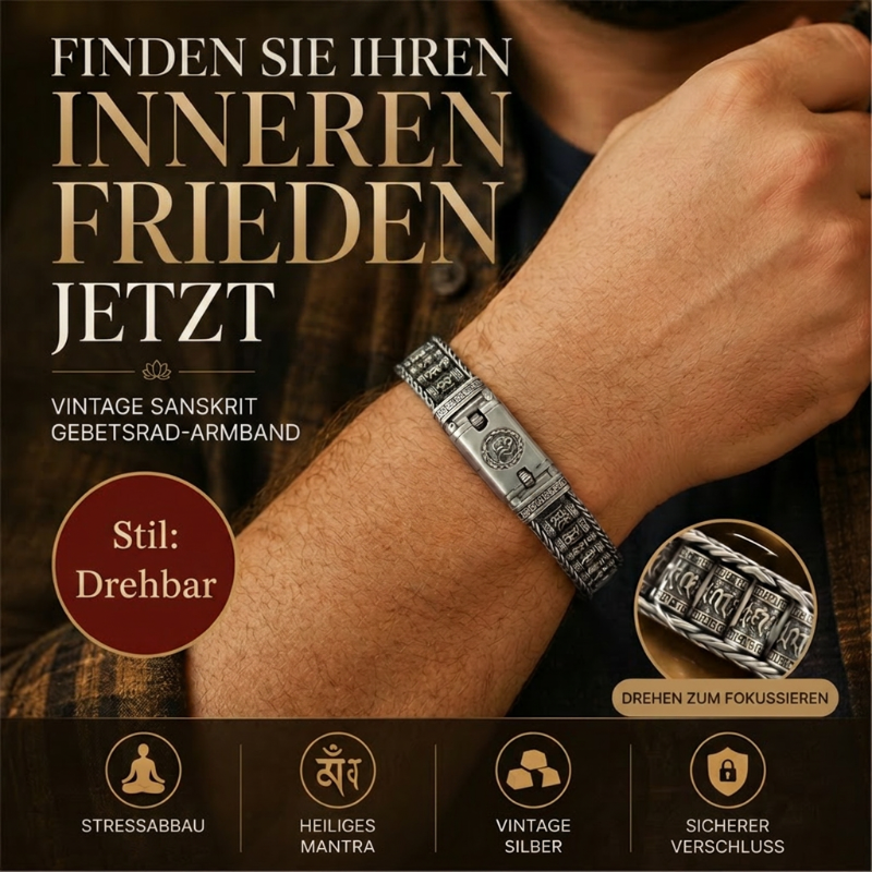 💎 50 % RABATT! 💎 Tibetisches Gebetsmühlen-Armband – 925er Sterlingsilber, Glücksbringer & Valentinstagsgeschenk