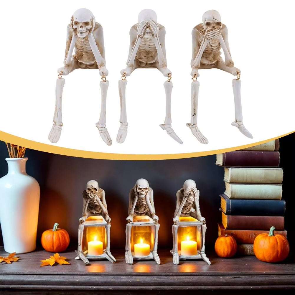 2025 Don't Listen / Don't Look / Don't Say / Creative Halloween Skull Decoration