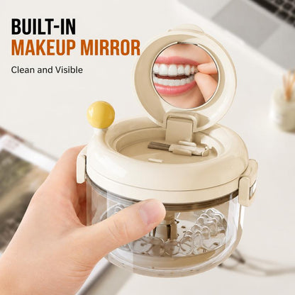 New ! Biodolla Rotating Manual Vortex Orthodontic Retainer Cleaner | Cute Cartoon Retainer Storage Case