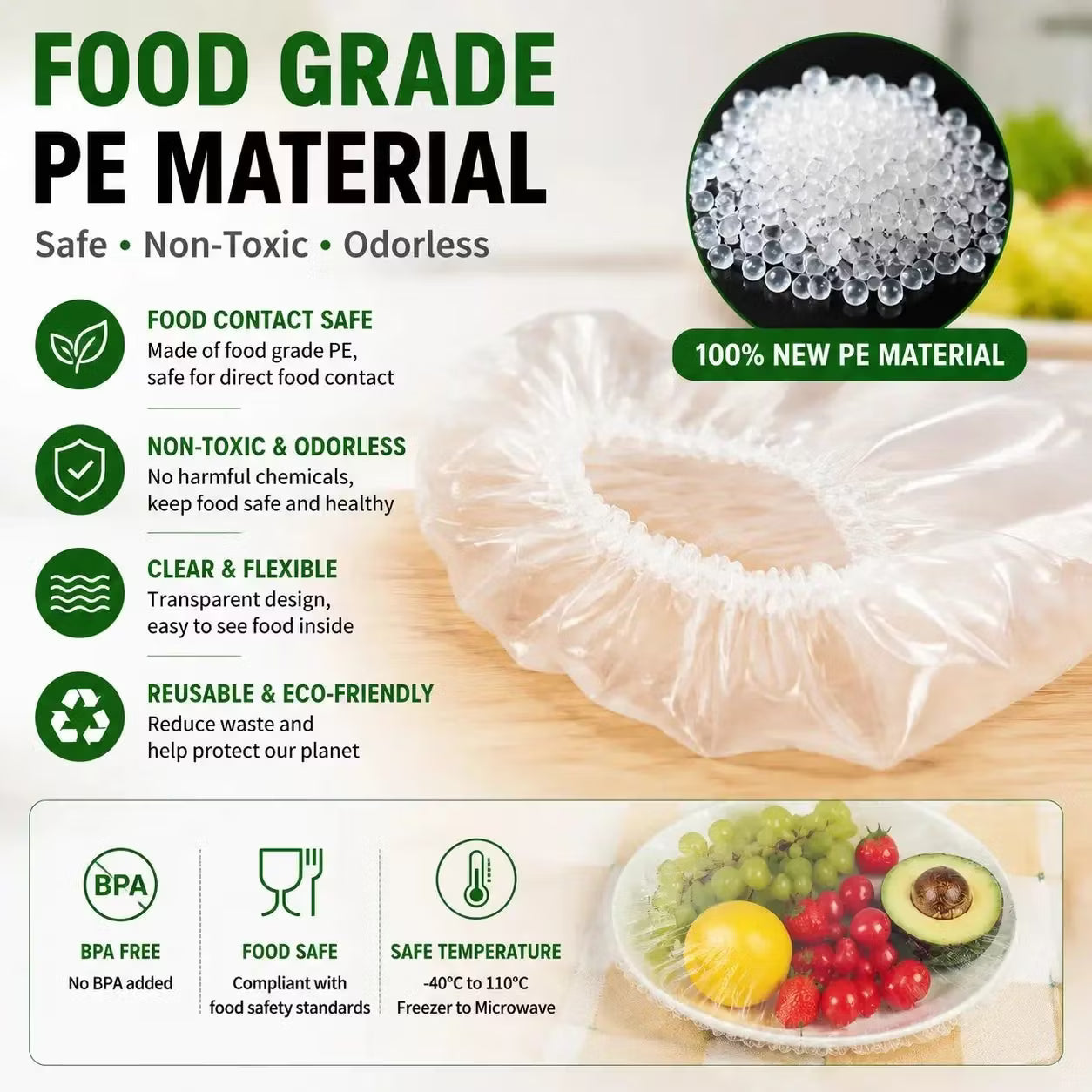 ⏰Limited-time offer: Buy 3 get 2 free! 🥗Food-grade disposable plastic wrap(1 pack of 100)