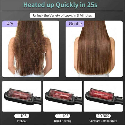✨ 2-in-1 Ionic Hair Straightening Brush – Smooth, Straight or Curl in Minutes (5 Heat Levels)