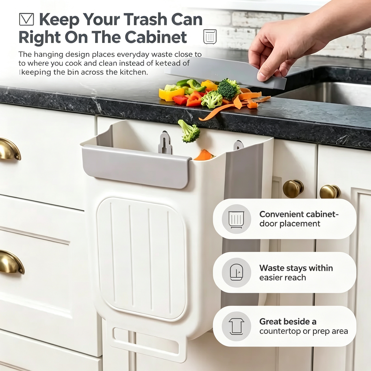 🔥50% OFF🔥🥡🍌Hanging Kitchen Trash Can for Cabinet Door