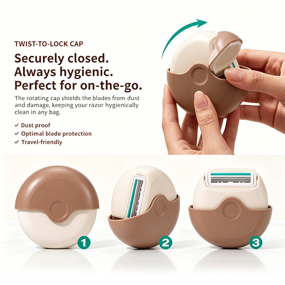 🥳2026 HOT SALE🥳💞50K+ SOLD!⏳✨Portable 3-Layer Hair Shaver with Rotating Cover