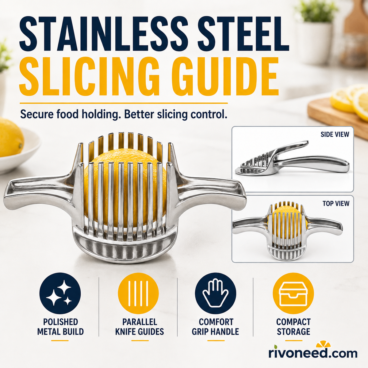 🎁BUY 1 GET 1 FREE🎁🍋 Creative Kitchen Slice Cutting Tool, Food‑Grade Aluminum Alloy Hand‑Held Slicer, Quick Slicing Holder for Lemon, Tomato, Onion & Soft Fruits Vegetables