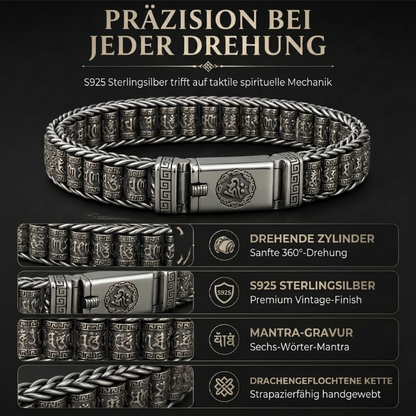 💎 50 % RABATT! 💎 Tibetisches Gebetsmühlen-Armband – 925er Sterlingsilber, Glücksbringer & Valentinstagsgeschenk
