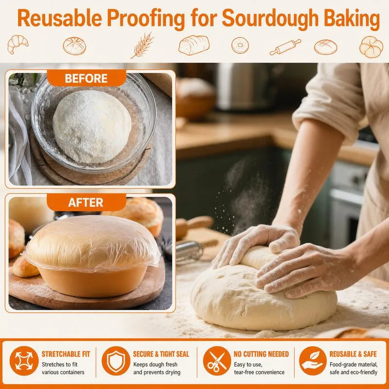 🔥500Pcs Medium Reusable Elastic Plastic Bowl Covers - Kitchen Bread Proofing,