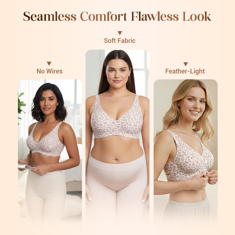 💗LAST DAY SALE 50% OFF⚡50K+ SOLD!!💕 Jelly Wireless Womens Comfortable Wireless Bras Push Up Bralettes Seamless Tshirts Bras Deep V Everyday Bras