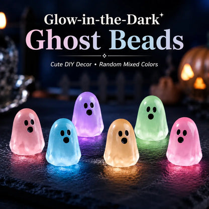 Glow In Dark Cute Ghost Resin Bead Set, Random Pattern Luminous Decorative Charms, Perfect Halloween Party Ornaments, Micro Landscape Filler & DIY Craft Material, 20/50 Packs Household Interior Decor Accessories