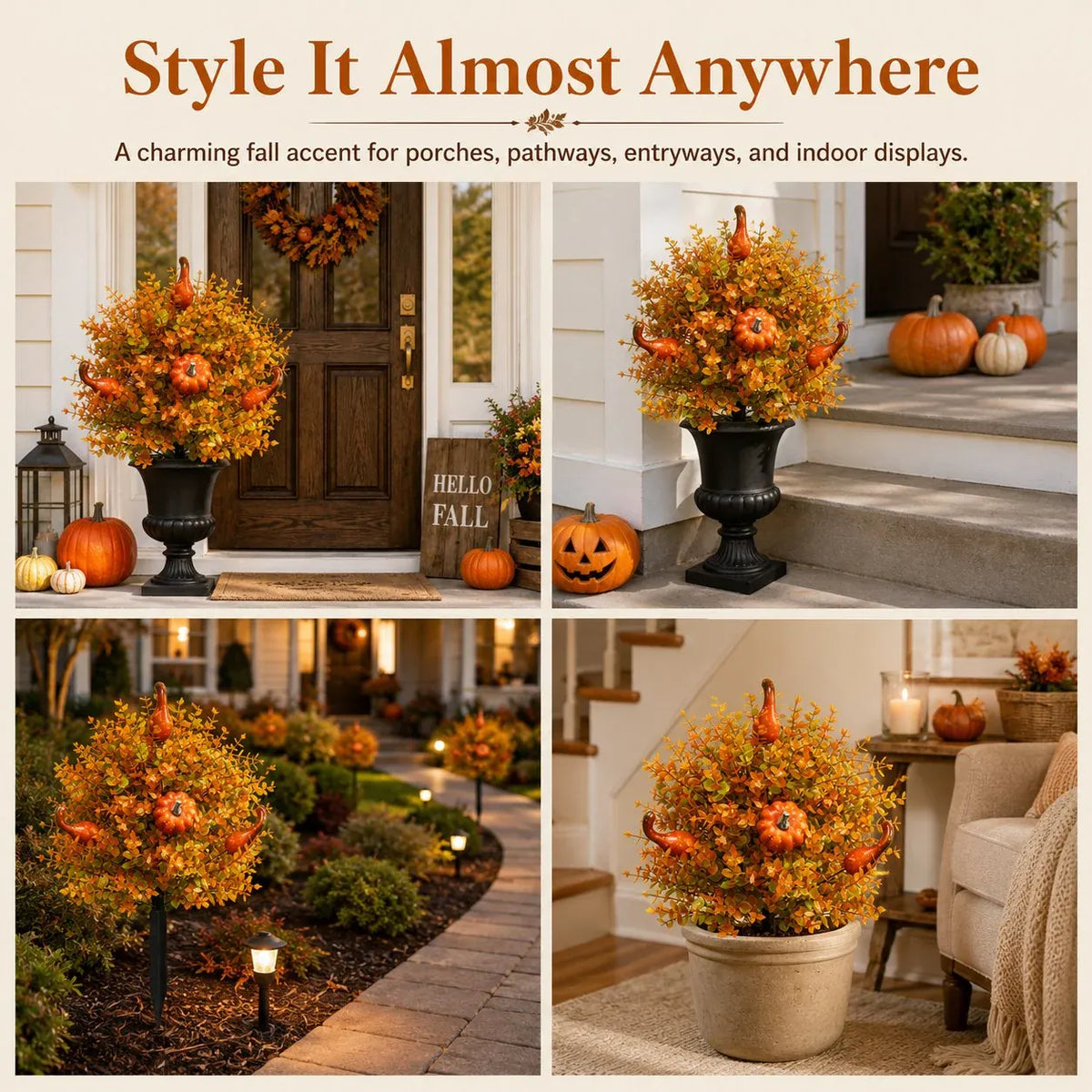 🔥  Artificial Fall Pumpkin Tree Stakes