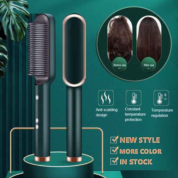 ✨ 2-in-1 Ionic Hair Straightening Brush – Smooth, Straight or Curl in Minutes (5 Heat Levels)