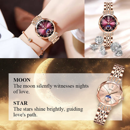 🎀Christmas gifts🎀Fashionable Diamond Moon Star Watch for Women
