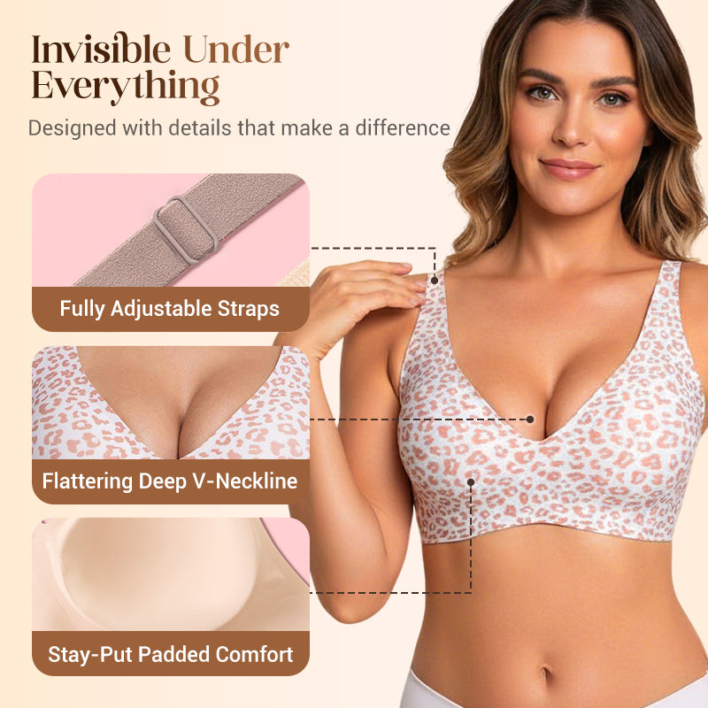 💗LAST DAY SALE 50% OFF⚡50K+ SOLD!!💕 Jelly Wireless Womens Comfortable Wireless Bras Push Up Bralettes Seamless Tshirts Bras Deep V Everyday Bras