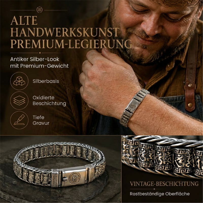💎 50 % RABATT! 💎 Tibetisches Gebetsmühlen-Armband – 925er Sterlingsilber, Glücksbringer & Valentinstagsgeschenk