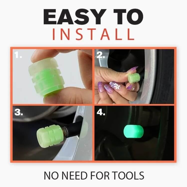 🚗Glow-in-the-Dark Tire Caps 💡
