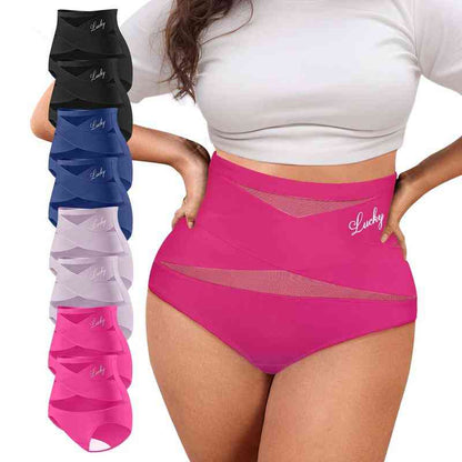 🌸✨Plus-Size High-Waist Cross Tummy Control Panties