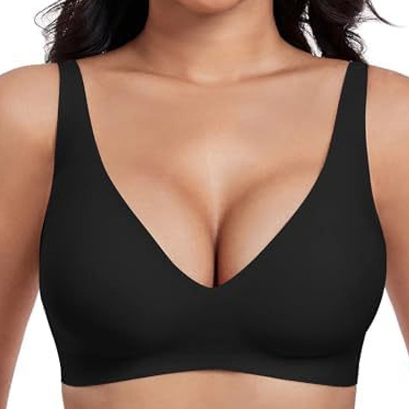 💗LAST DAY SALE 50% OFF⚡50K+ SOLD!!💕 Jelly Wireless Womens Comfortable Wireless Bras Push Up Bralettes Seamless Tshirts Bras Deep V Everyday Bras