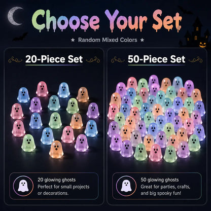 Glow In Dark Cute Ghost Resin Bead Set, Random Pattern Luminous Decorative Charms, Perfect Halloween Party Ornaments, Micro Landscape Filler & DIY Craft Material, 20/50 Packs Household Interior Decor Accessories