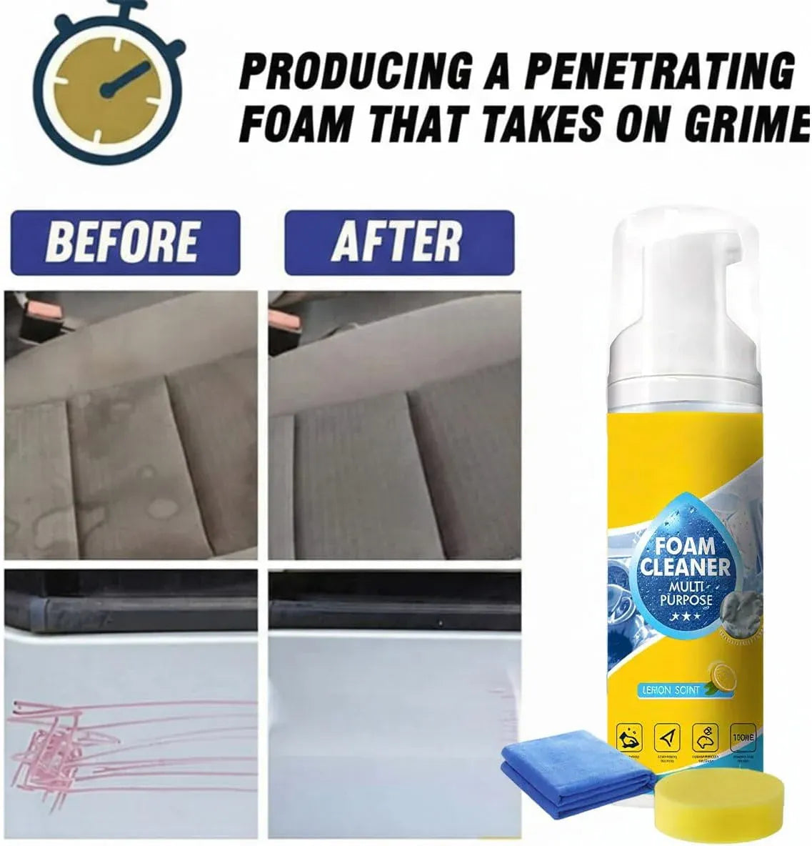 Enzyme-Powered Multi-Surface Foam Cleaner – Deep Clean Stains, Grease & Odors Fast