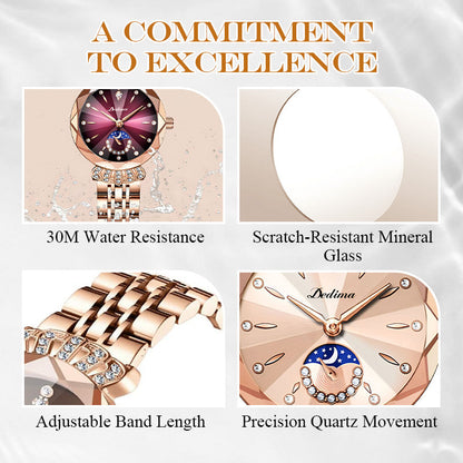 🎀Christmas gifts🎀Fashionable Diamond Moon Star Watch for Women