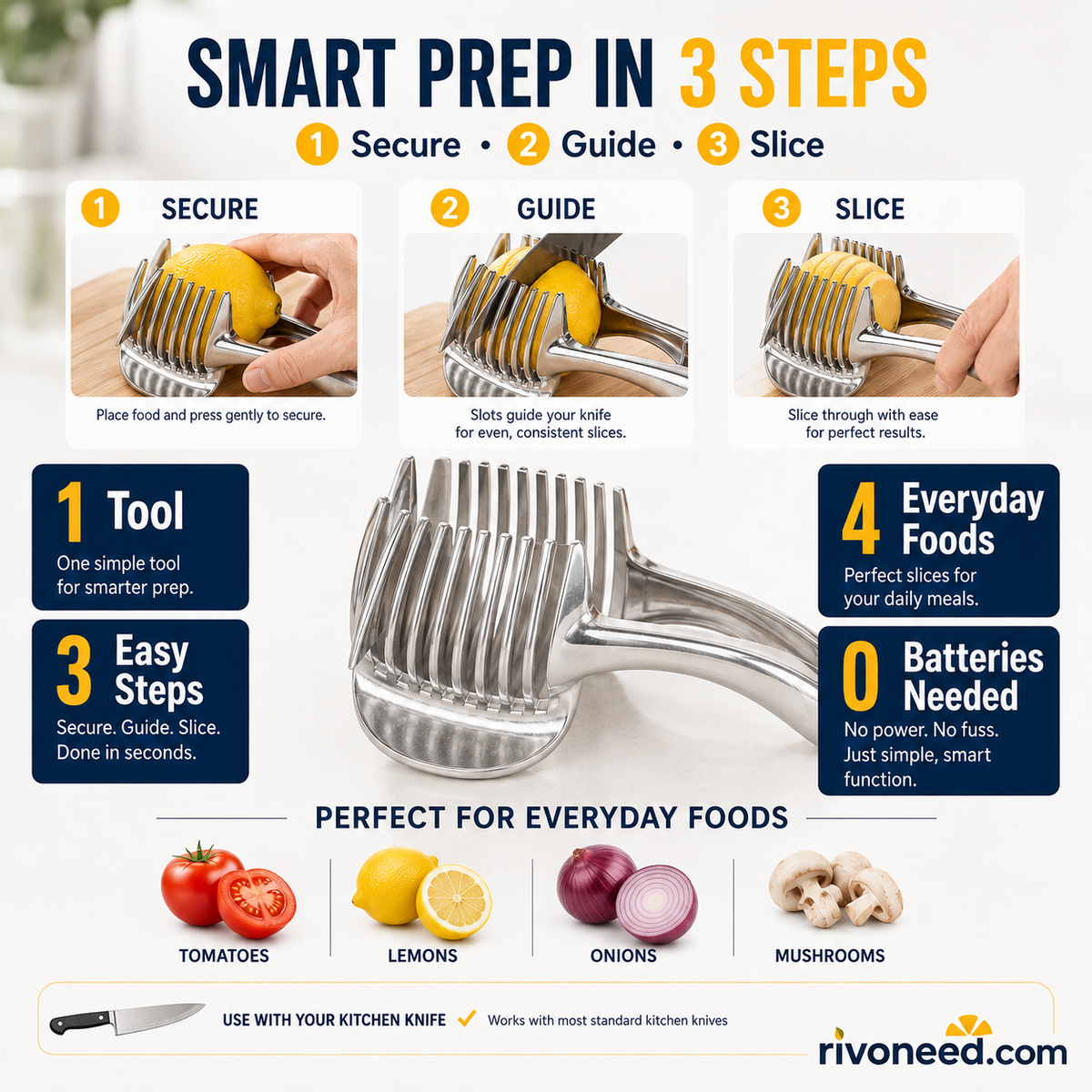 🎁BUY 1 GET 1 FREE🎁🍋 Creative Kitchen Slice Cutting Tool, Food‑Grade Aluminum Alloy Hand‑Held Slicer, Quick Slicing Holder for Lemon, Tomato, Onion & Soft Fruits Vegetables