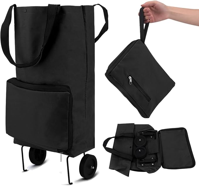 🔥 HOT SALE 🔥 2‑in‑1 Foldable Shopping Trolley – Heavy‑Duty Rolling Grocery Bag