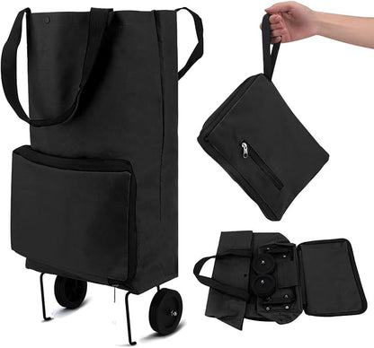 🔥 HOT SALE 🔥 2‑in‑1 Foldable Shopping Trolley – Heavy‑Duty Rolling Grocery Bag