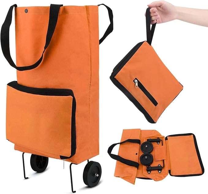 🔥 HOT SALE 🔥 2‑in‑1 Foldable Shopping Trolley – Heavy‑Duty Rolling Grocery Bag