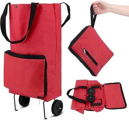 🔥 HOT SALE 🔥 2‑in‑1 Foldable Shopping Trolley – Heavy‑Duty Rolling Grocery Bag